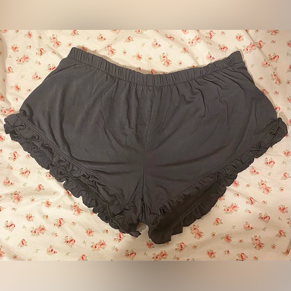 Mini pajama/lounger shorts with ruffles